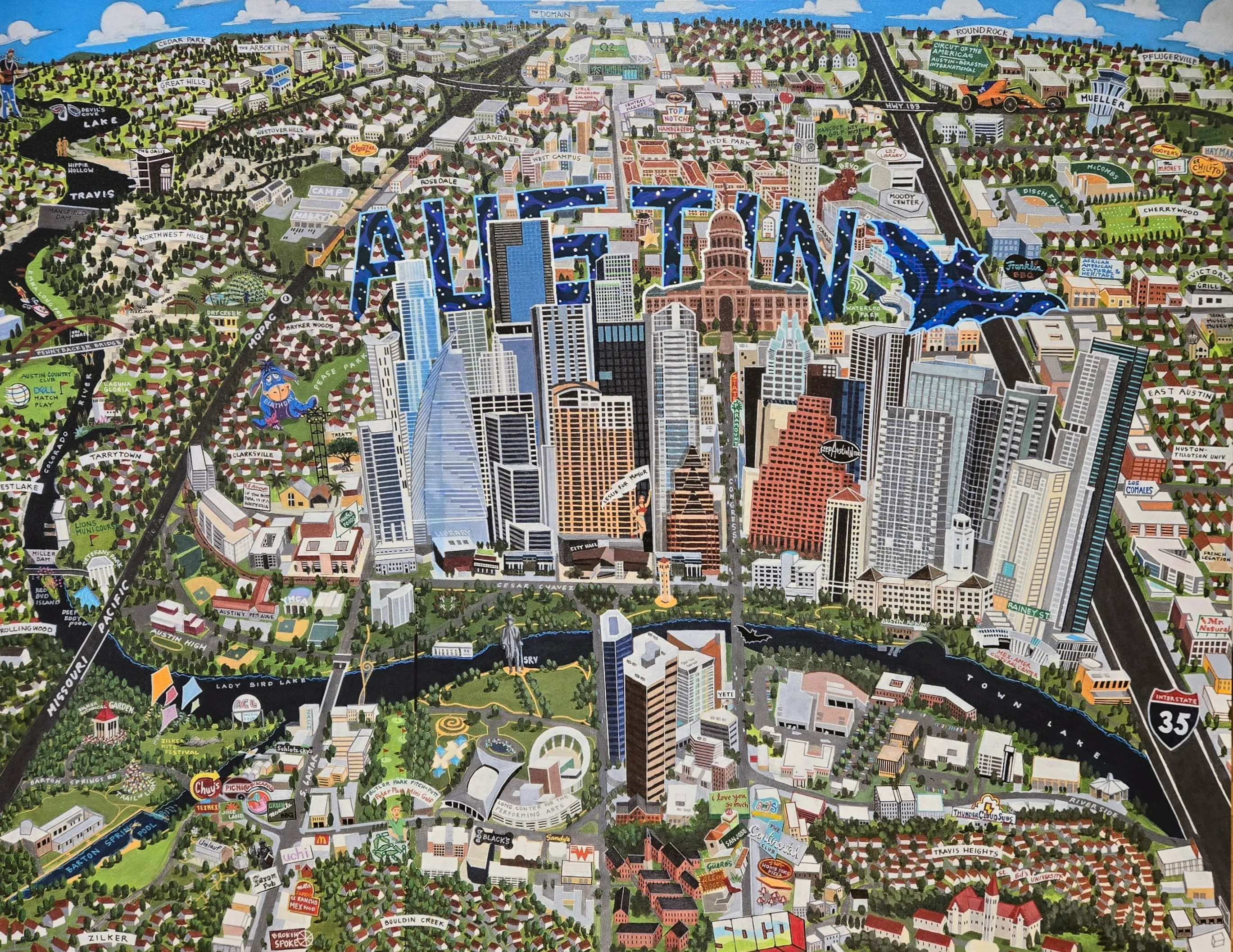 Austin Map Starry Bats - Image 2