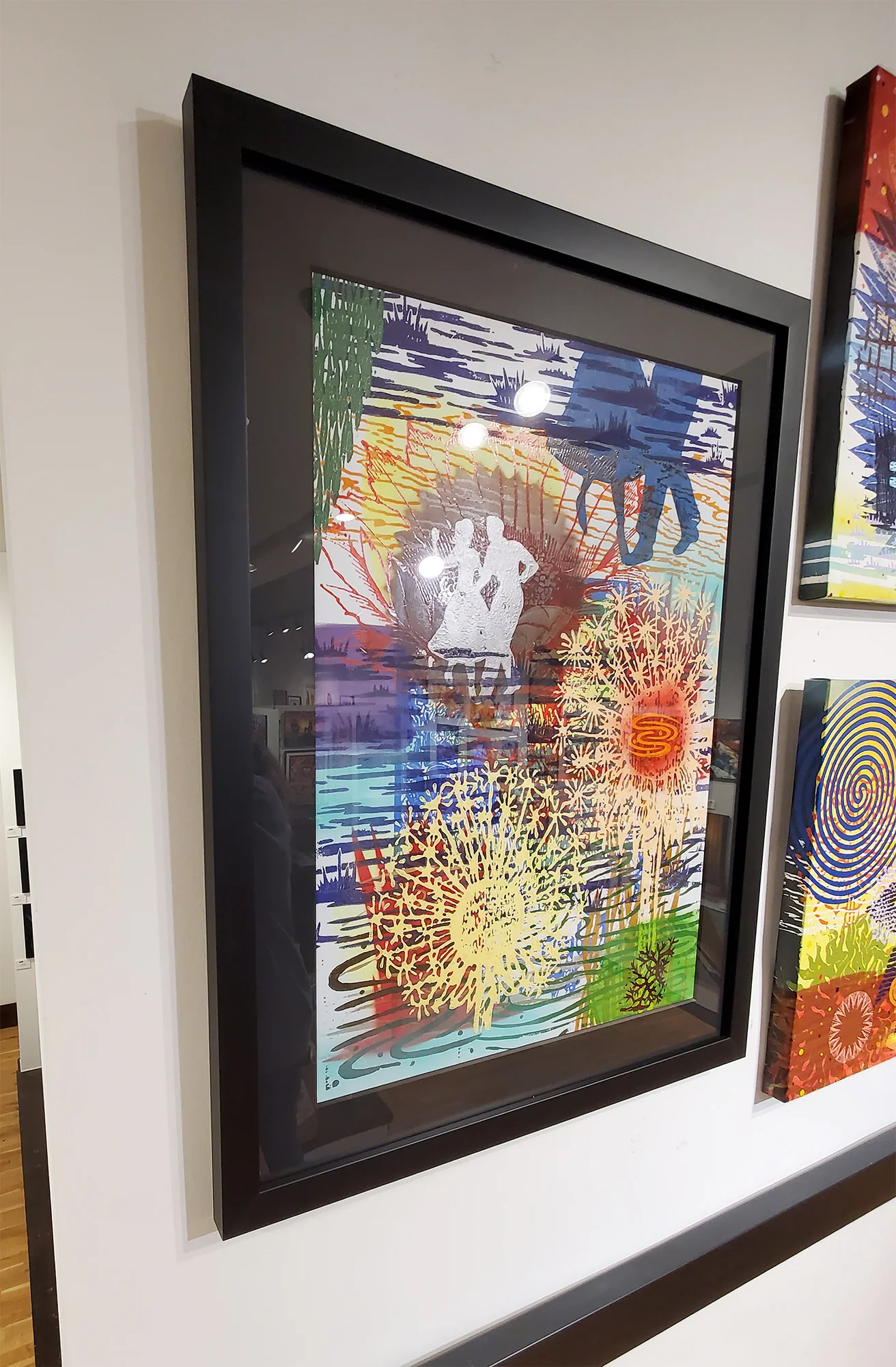 Dances with Cactus Flower & Dandelions - Framed - Image 3