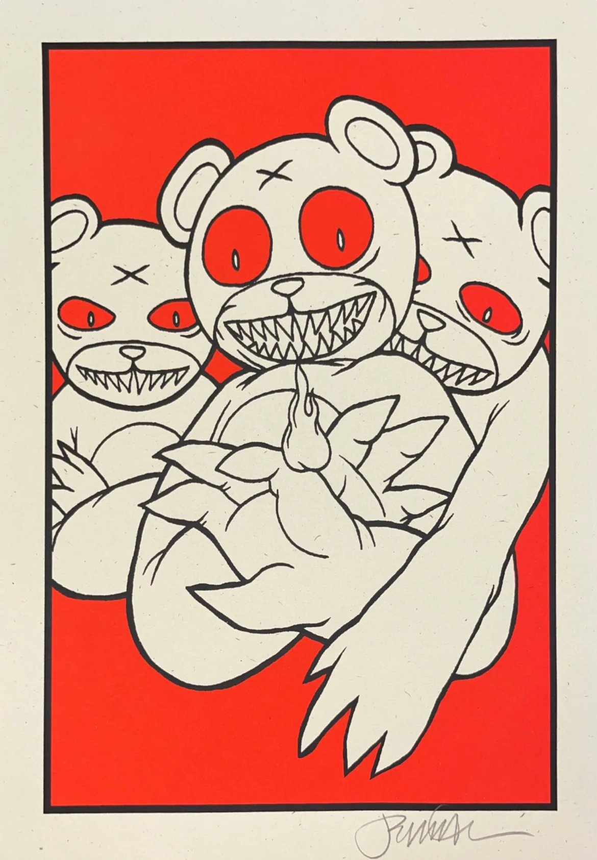 Dero Bears with Flame in hand (God Loves You Love God graphic) - Oatmeal
