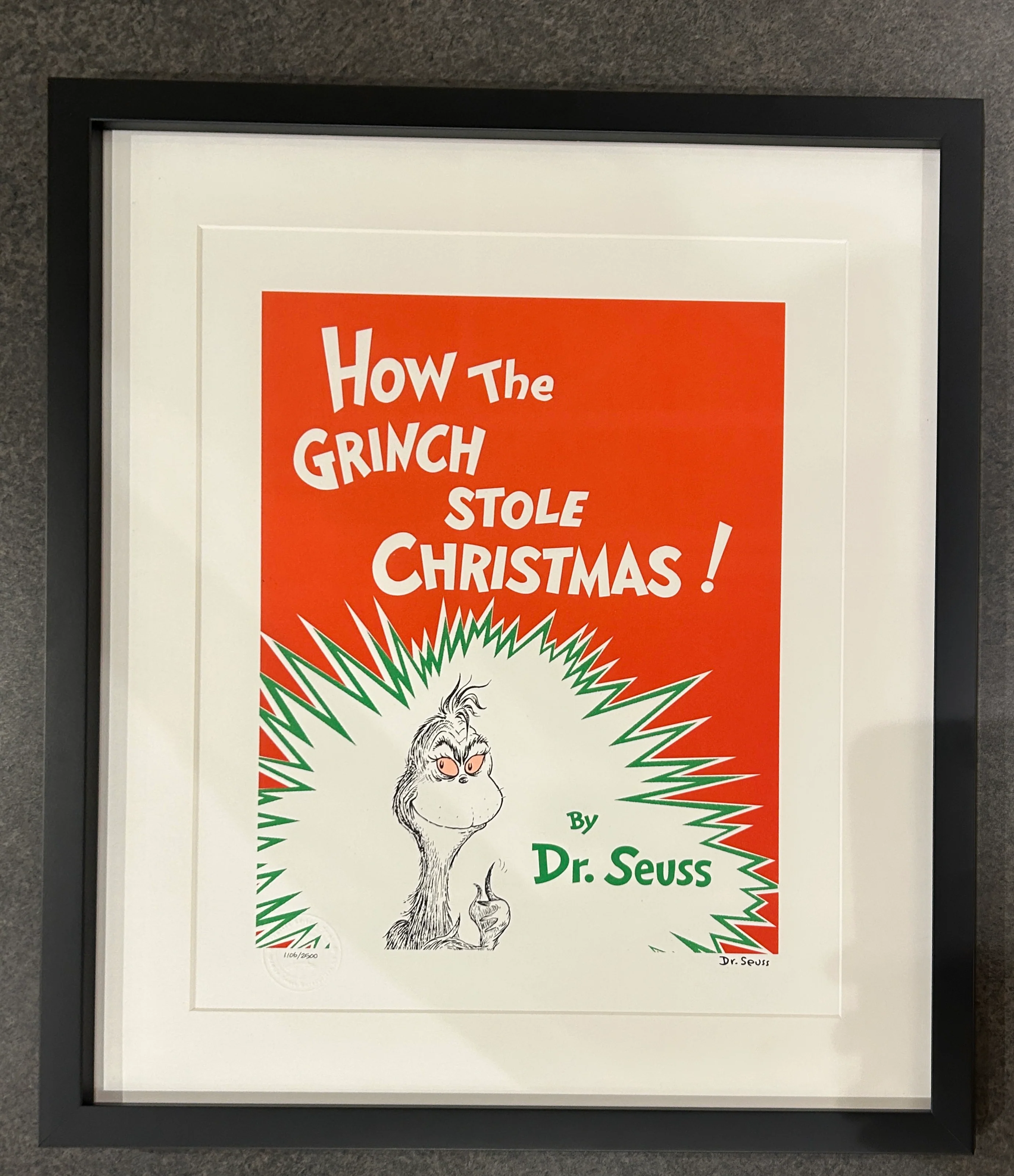 How the Grinch Stole Christmas Book Cover - Framed #1106 - Image 2