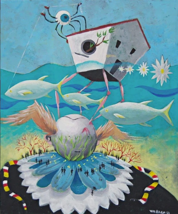 Oslo's, the Aquatic Birdhouse, Reclamation of the Sub-marine Villagers Hypnotized by the Chicken  Small Print 5/200