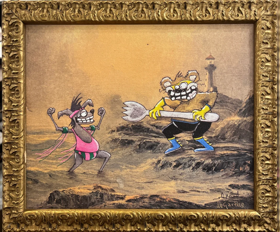 Signore Spaghetti vs Spork Man - Framed